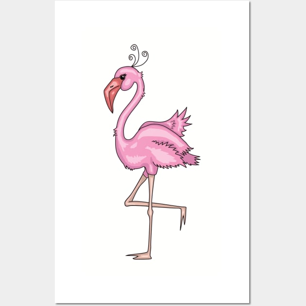 Flamingo Girl Female Gonna Put My Foot Down Cartoon Animal Wall Art by bigraydesigns